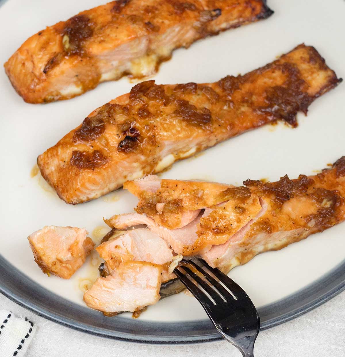 Baked Honey Glazed Salmon on a serving plate