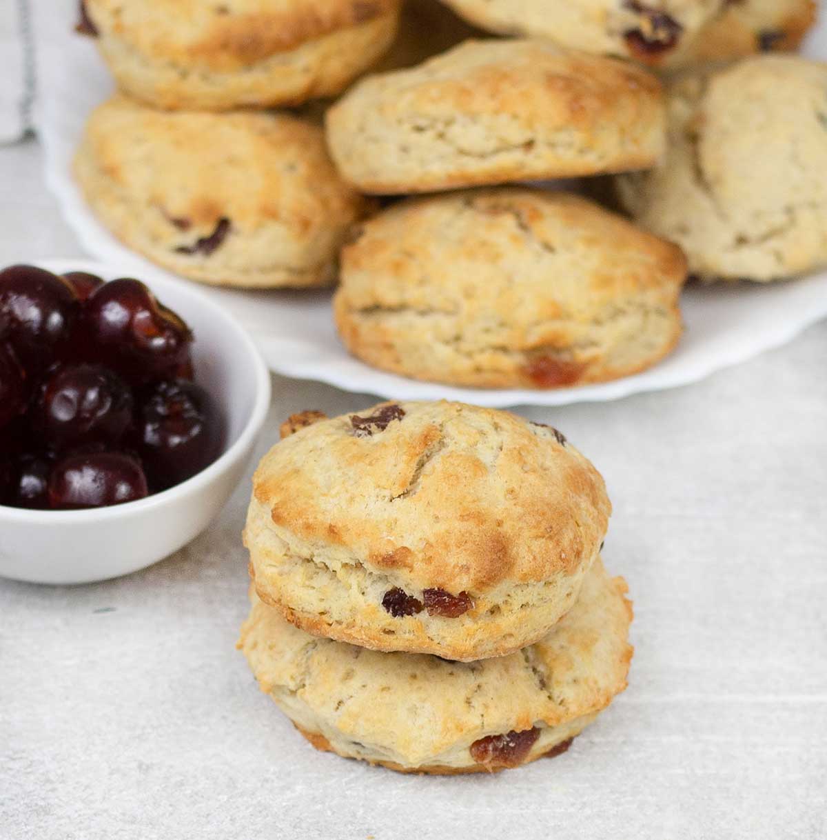 Cherry Scones and a small bowl of Glacé cherries