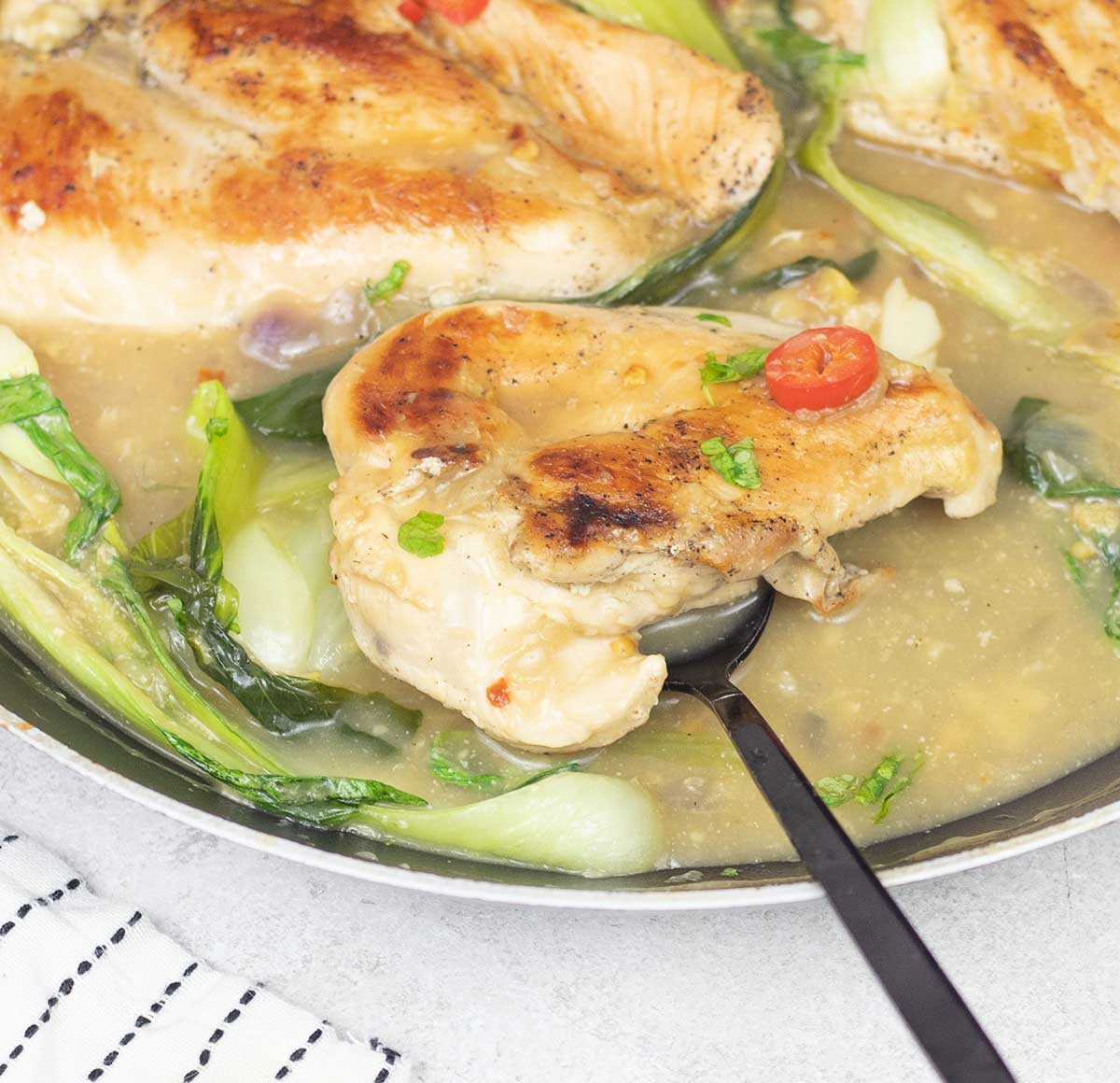 Lime Coconut Chicken in a skillet
