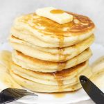 Stack of fluffy self-rising flour pancakes.