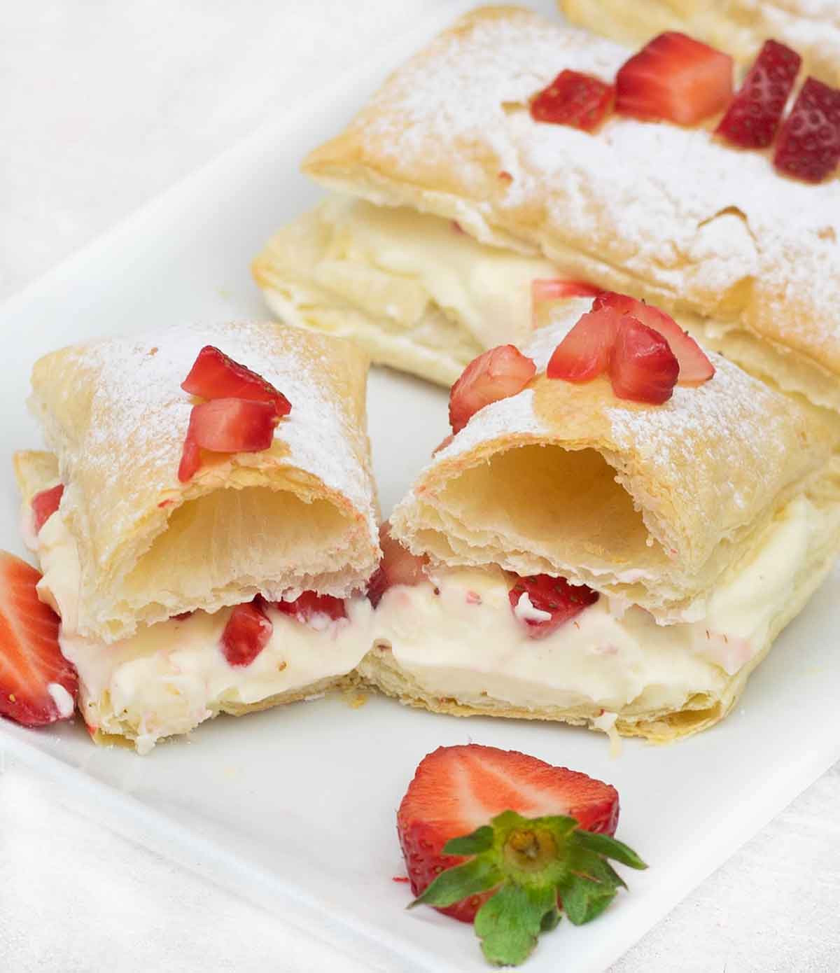 Cut the Strawberry Mille Feuille.