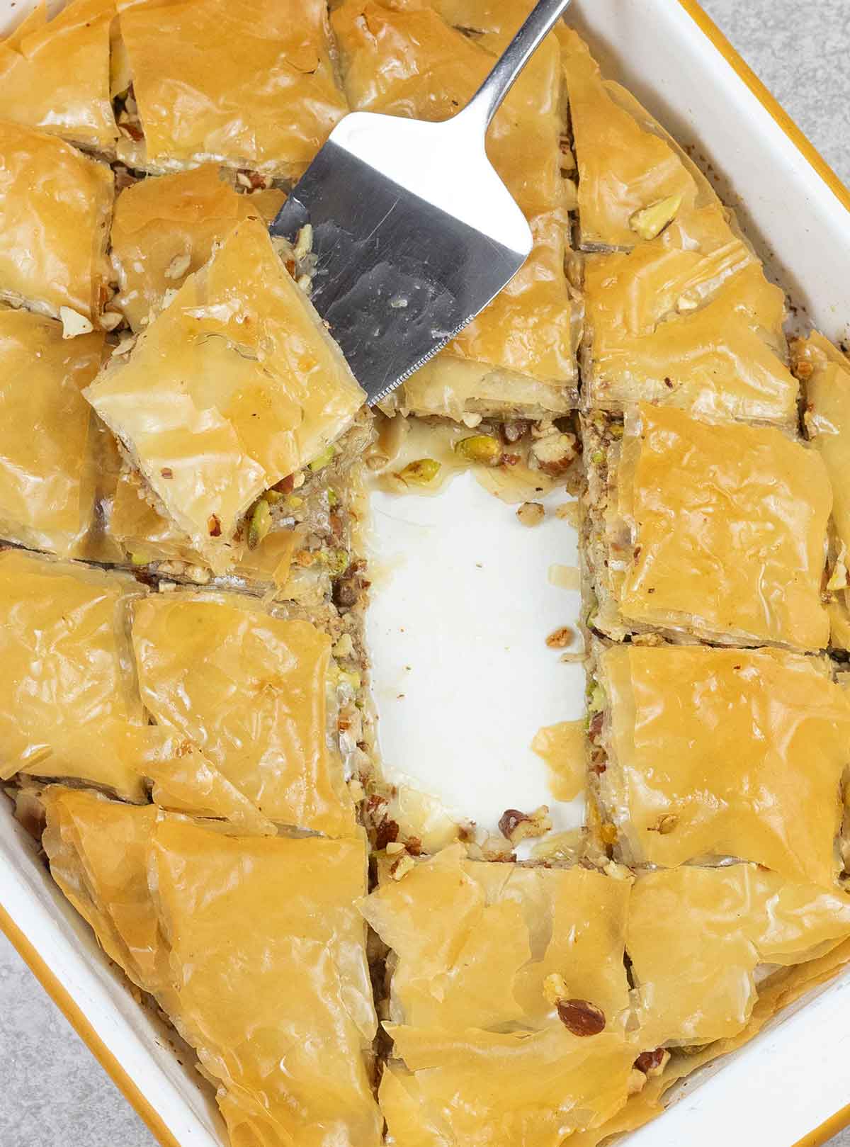 Egyptian baklava cut into slices.