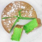 Pandan cake slices.