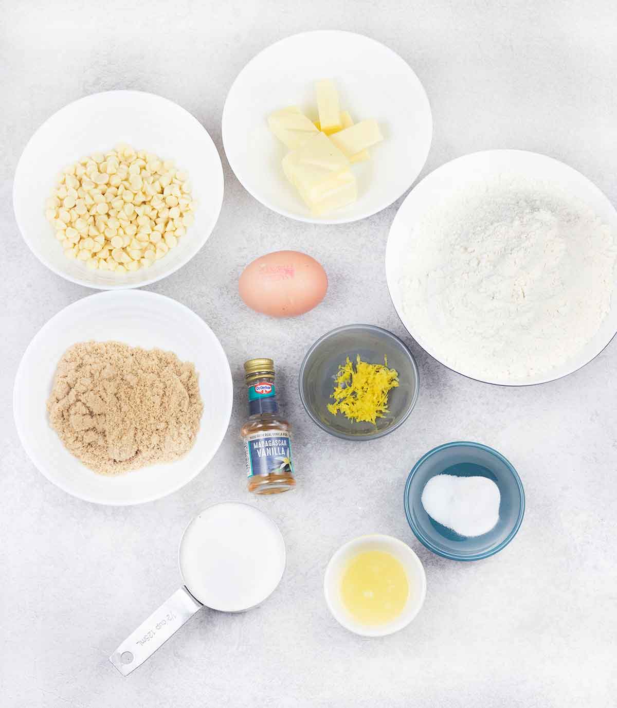 lemon white chocolate cookies ingredients.