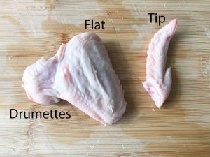 Cut off the tip of the chicken wings and discard it. We will only use the drumettes and flats.