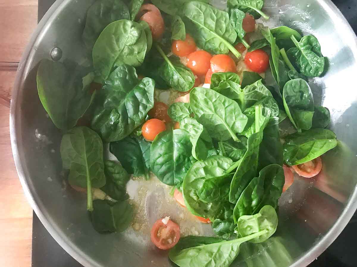 Add the spinach and cook.