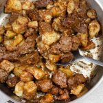 Garlic butter steak and potatoes.