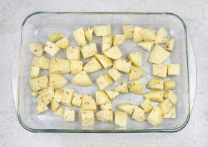 Arrange the potatoes in a single layer on a baking sheet.