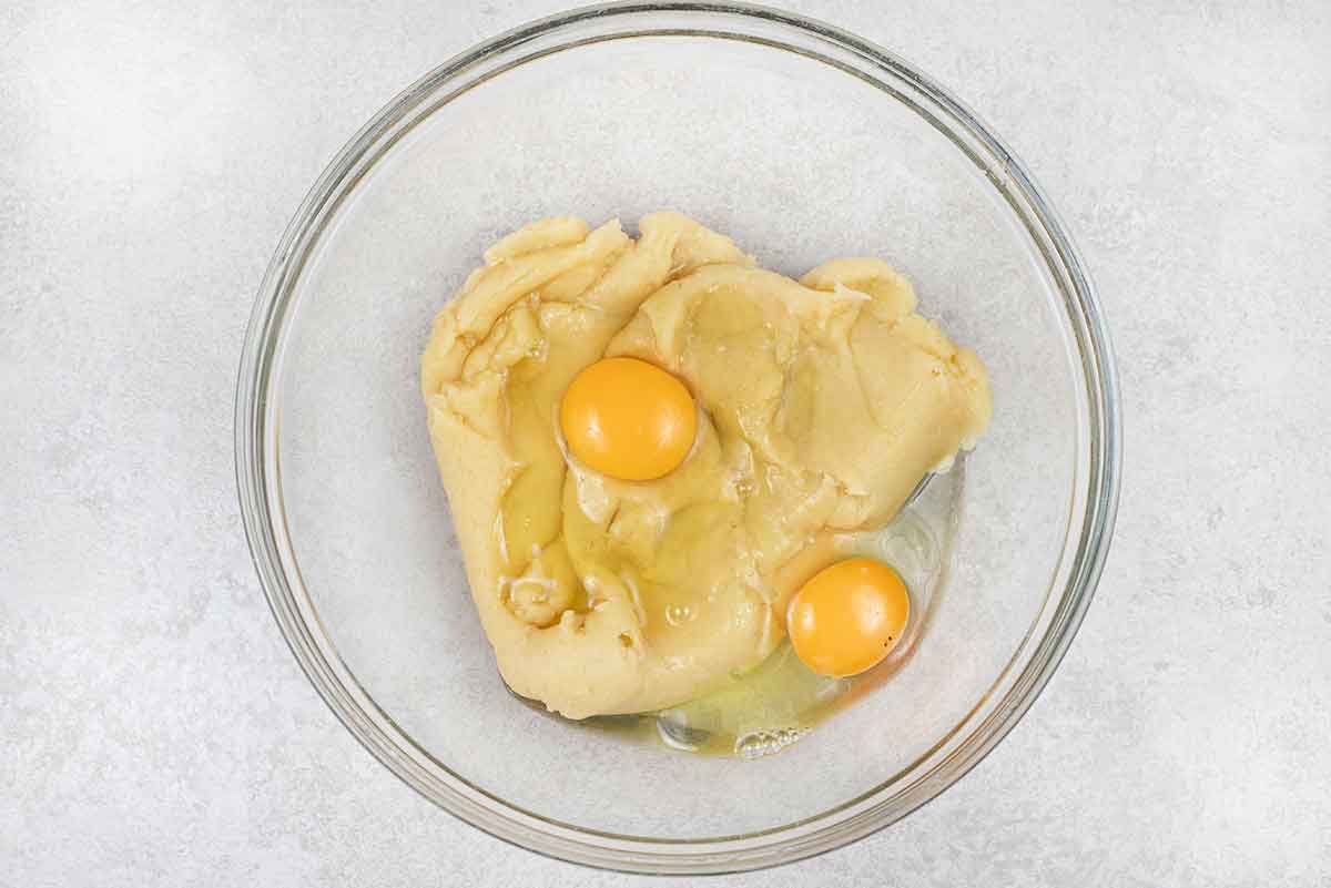 Add The eggs.
