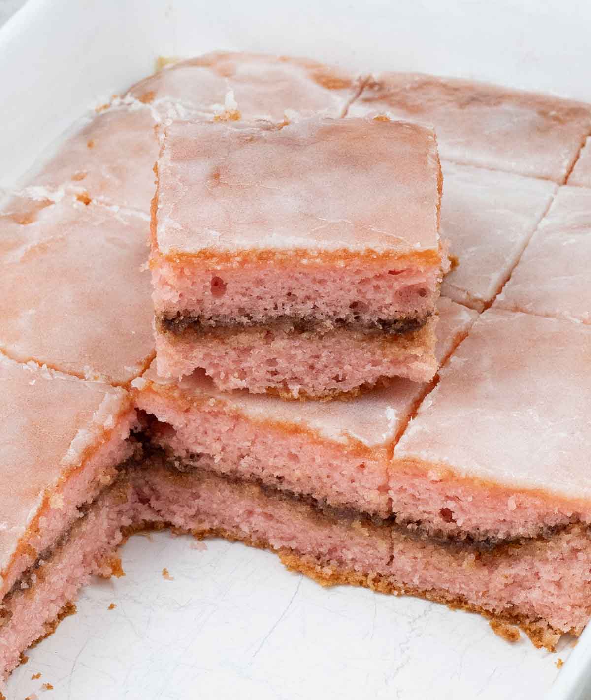 Strawberry honey bun cake.