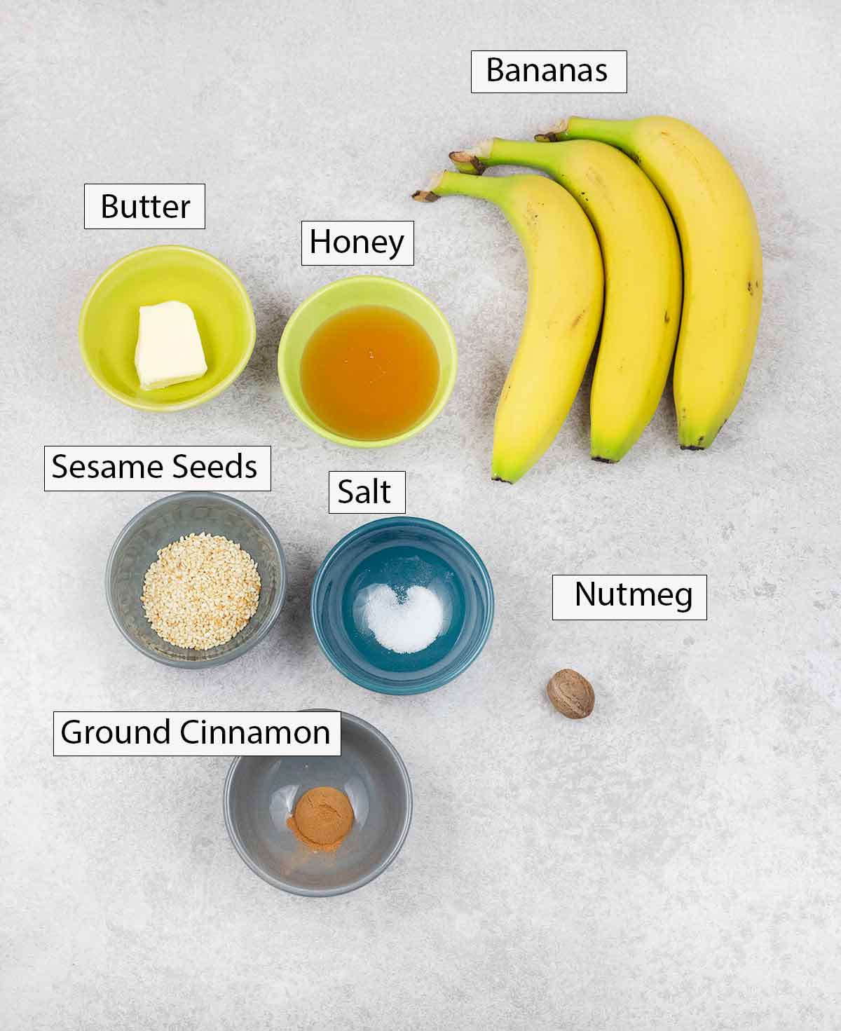 Fried banana ingredients.
