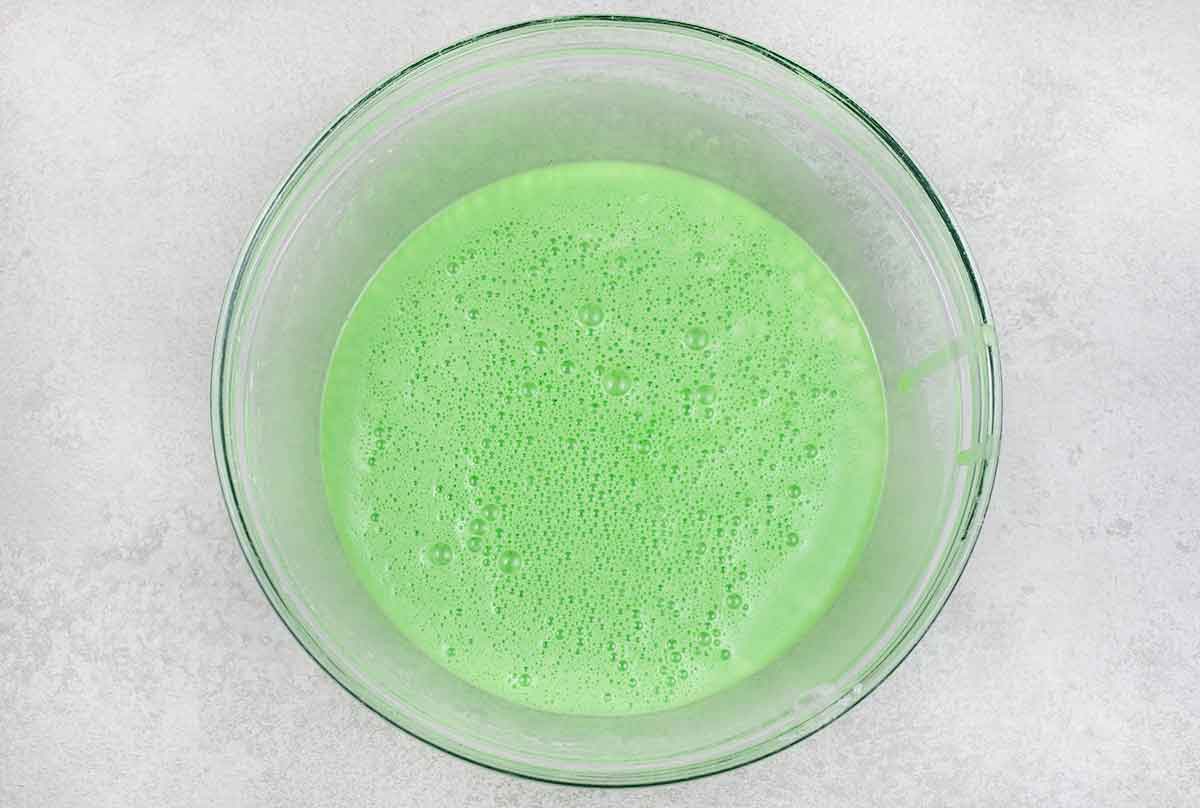 butter and pandan extract are mixed in.