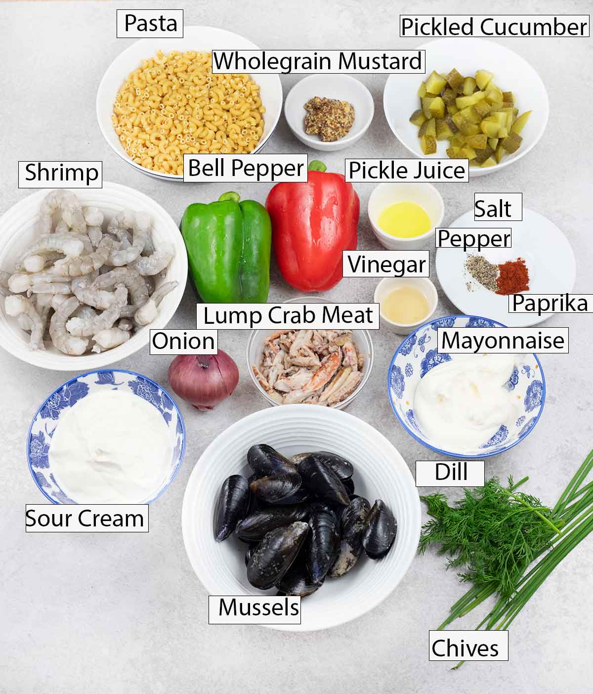 seafood salad ingredients.