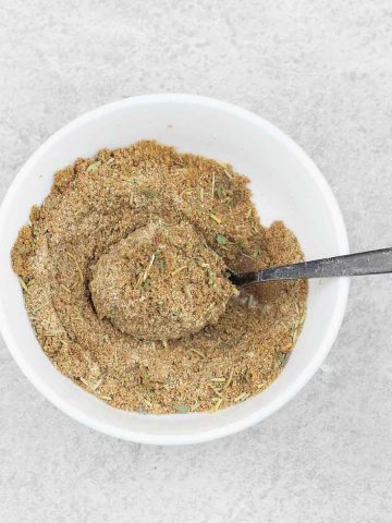 Fish seasoning mix in a small bowl.