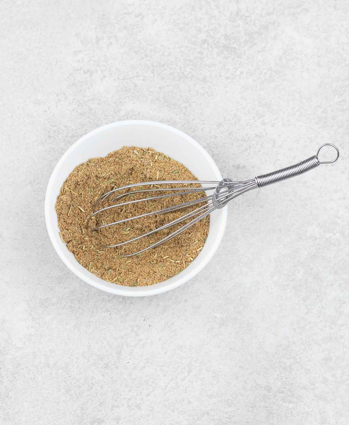 All the spices mixed in small bowl.