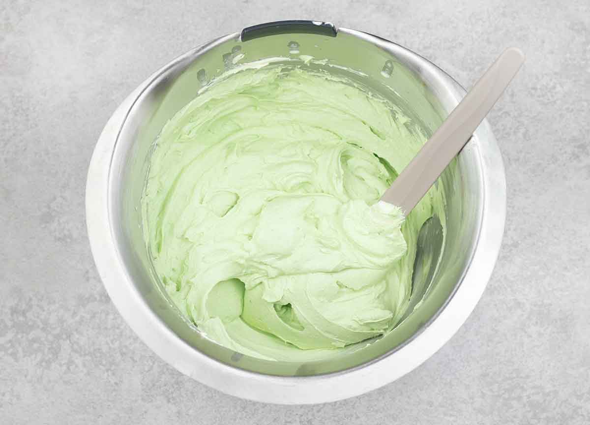 Whipped cream mixture folded into the mascarpone mixture.